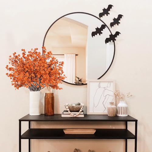 Uieke 15Pcs Artificial Fall Flowers Babys Breath Flower Bulk Fake Orange Silk Flowers Artificial Gypsophila Bouquet Floral for Home Festival Wedding Party Décor