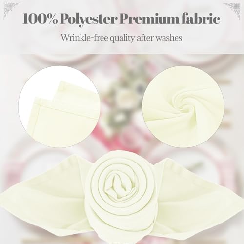 PLOYMONO Ivory Cloth Napkins - 8 Pack 17" x 17" Washable Polyester Napkins