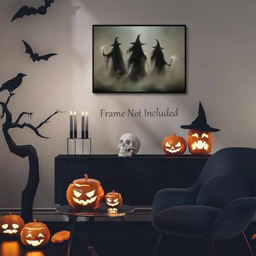 ILLBDR Halloween Three Wizards Canvas Wall Art Poster 16x24 inch