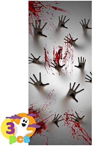 JOYIN 3 Pcs 30”x72” Door Covers Halloween Decorations Indoor, Haunted House Stickers Party Supplies Favors Home Decor Garage Window Wall Zombie Hands