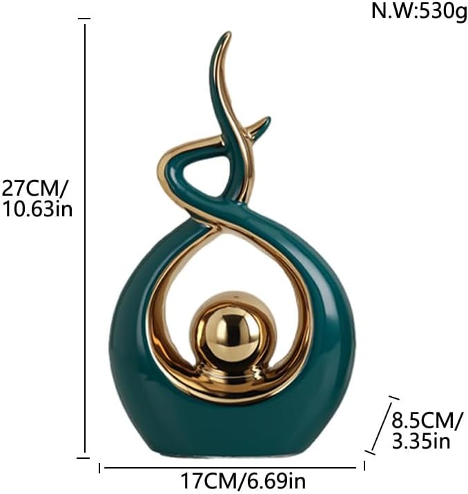 Abstract Art Ceramic Statues / Green Gold / Large