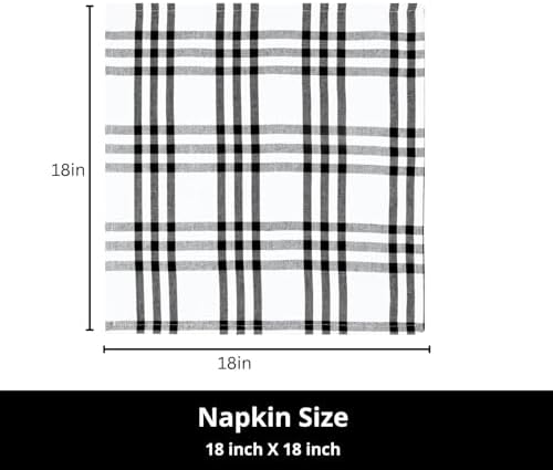 PurpleEssences Plaid Napkins 18x18 Homestead Plaid - Black & White