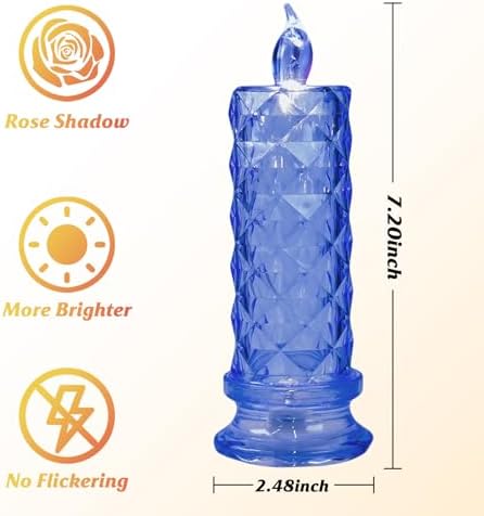 SupBri 4PCS Rose Halo LED Flameless Candles, Blue Crystal-Like Shell