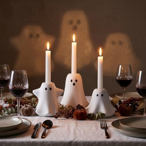 Halloween Ghost Taper Candle Holder, Spooky Halloween Candlestick Holders