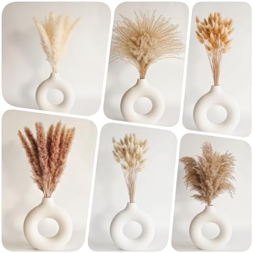 Dried Pampas Grass Decor, 120 PCS Pampas Grass with Bunny Tails Dried Flowers, Reed Grass Bouquet for Wedding, Boho