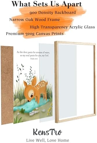 KensTro 12x16 Oak Framed Psalm 42:1 Deer Christian Wall Art