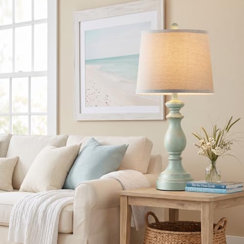 PARTPHONER Traditional Table Lamp Set of 2, Rustic Farmhouse Table Lamps for Living Room Bedroom, 27" Bedside Desk