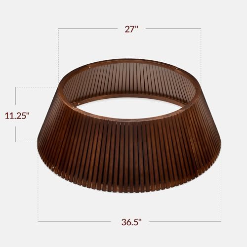 Best Choice Products Christmas Tree Collar, Solid Wood Slatted Tree Skirt Holiday Accessory for Home - Walnut