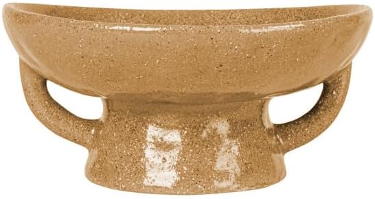 Stoneware Footed Pedestal Bowl / Taupe / 8.0" Round x 3.75" Tall