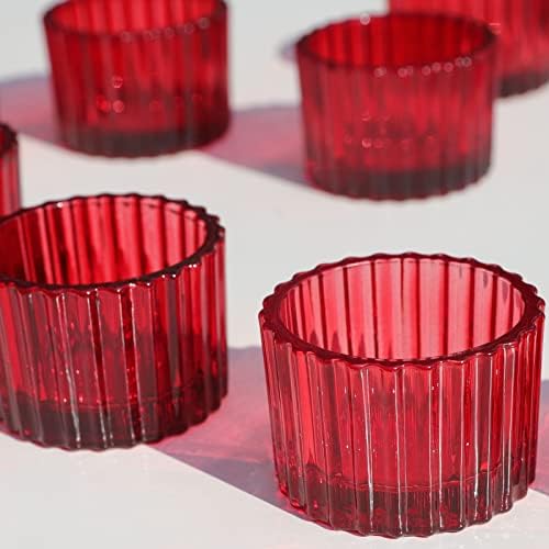 VOHO Red Candle Holders for Table Centerpiece, Set of 12 Tea Light Holder