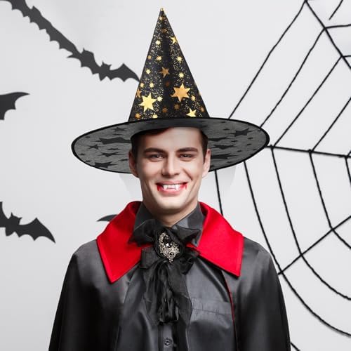 Newcotte 16 Pieces Witch Hats Halloween Costumes for Women Men Modern Witch Hats Fancy Dress Party Decorations