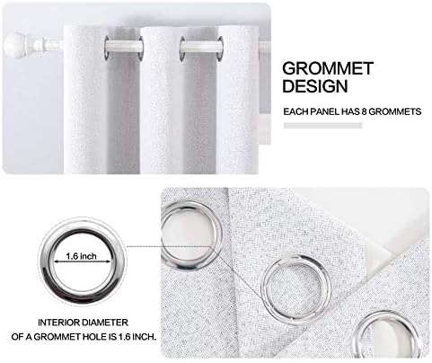 MIULEE 100% Blackout Linen Curtains for Bedroom 42x84 Inches Grayish White