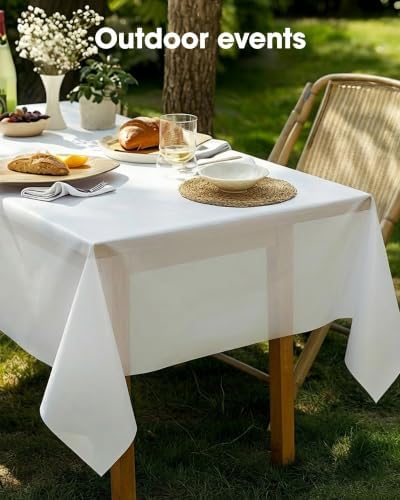 Pureegg Plastic Table Cloth Disposable 54 x 156 Inch 10 Packs, White