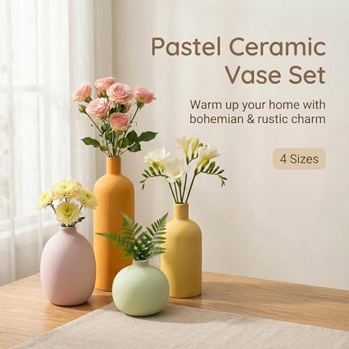 Macaron Ceramic Vase / Rustic Mix / Set of 4