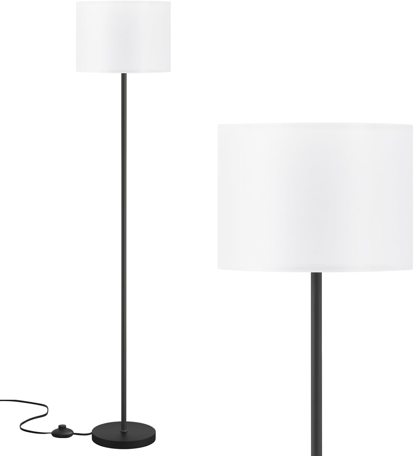 Modern Floor Lamp Simple Design with White Shade & Foot Pedal Switch