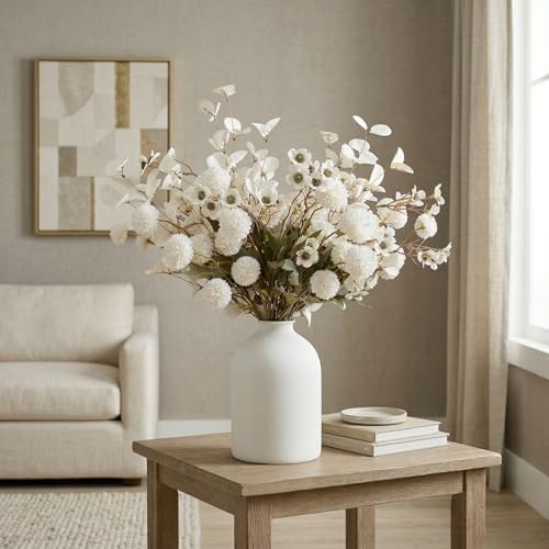 20pcs White Artificial Flowers Bulk Centerpiece For Table, Real Look