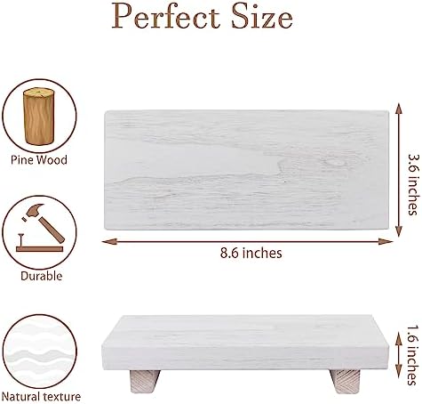 Wood Bathroom Tray Farmhouse Decor Kitchen Soap Holder, 8.7" X 3.6" White