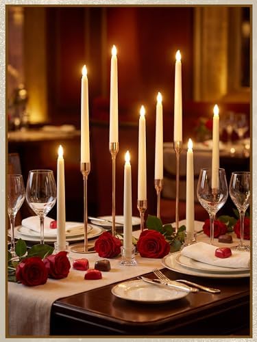 Treela Battery Operated LED Taper Candles,Basic,8 Inch,Ivory