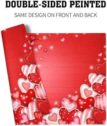 Valentine's Day Placemats Set of 6 18x12 Inch Red Heart Galentines Linen Place Mat Heat-Resistant Washable Wipeable Mothers Day Table Mat for Party Kitchen Dining Home Decor