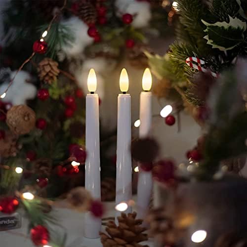 Flameless Window Candles,Battery Opeated LED Taper Candle with Cycle Timer, Remote & Suction Cups,for Christmas Home Wedding Decor Pack of 9