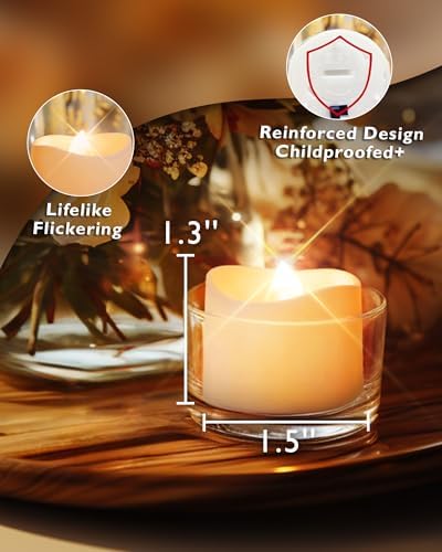 Homemory 24-Pack Flameless Tea Lights Candles Battery Operated, 200+ Hours