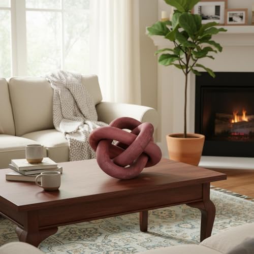 Yalikop 3 Link Wood Knot Decor Rustic Table Shelf Accents, Reddish-Brown