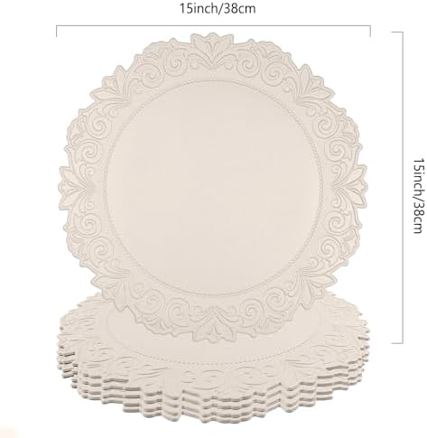 Round Faux Leather Placemats Set of 4, Dining Table Mats, Beige