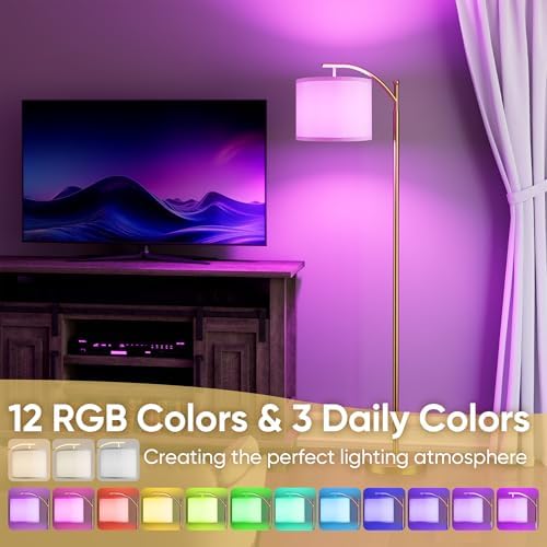 Battery Operated Floor Lamp, RGB Dimmable Cordless Standing Lamp with Remote Control for Living Room, Tall Floor Lamp