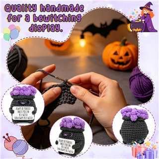 Halloween Decorations Cute Crochet Witch Cauldron Spooky Gift for Women