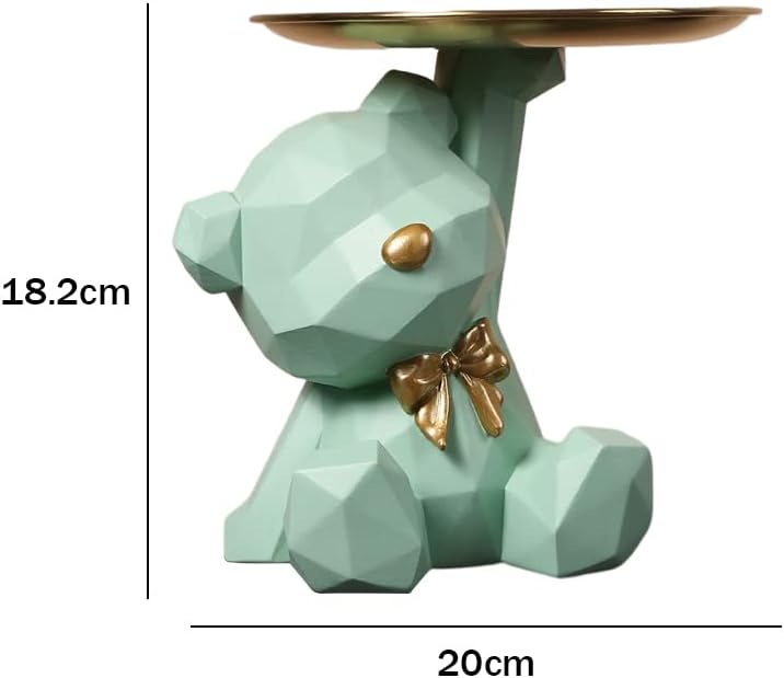 Geometric Bear Storage Tray Resin Nordic Bear Sculptures Keys Holder Lipsticks Jewelry / Green