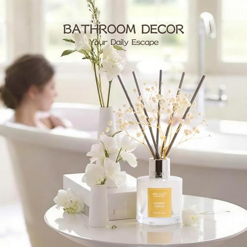 Airkeep Reed Diffuser Set,3.38 fl oz (100 ml) - Coconut Vanilla Oil Diffusers with 8 Reed Sticks, Home Fragrance Reed