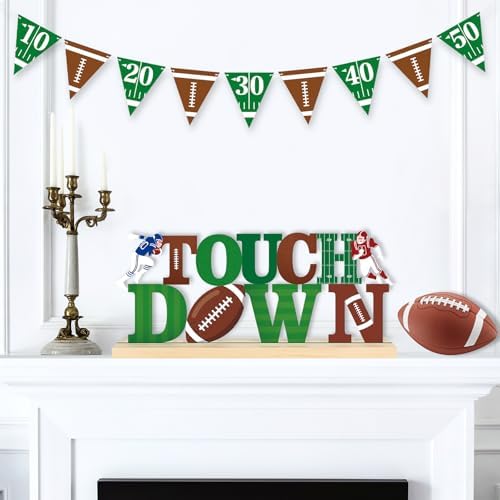 Metal Football Touch Down Sign Decorations for Home Party Shelf Mantel