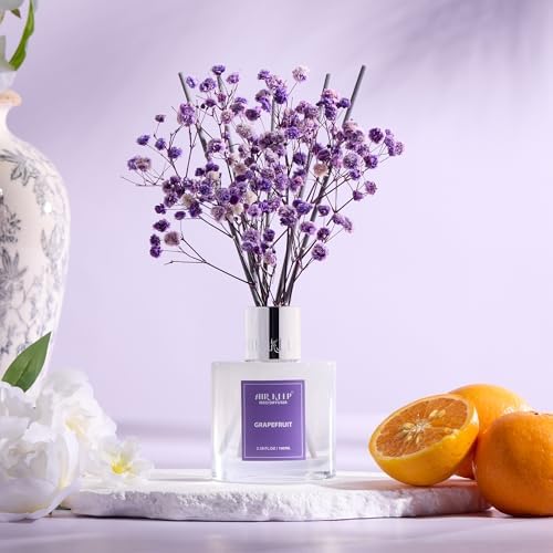 Airkeep Reed Diffuser Set,3.38 fl oz (100 ml) - Grapefruit Lemon Oil Diffusers with 8 Reed Sticks,Home Fragrance Reed
