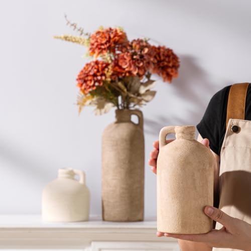 Ceramic Vase Home Table Decor - Flower Vase Set of 3 Living Room Kitchen Decorations Farmhouse Modern Rustic Vases