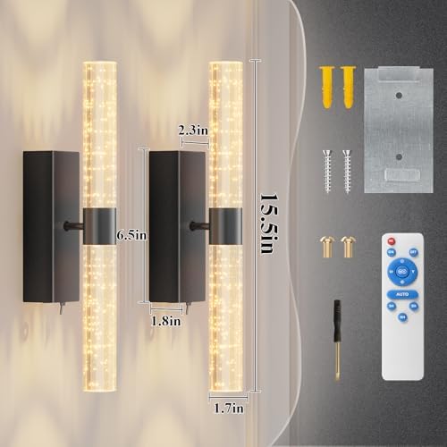 camuucci Battery Operated Wall Sconces Set of 2, Rechargeable Wall Lights
