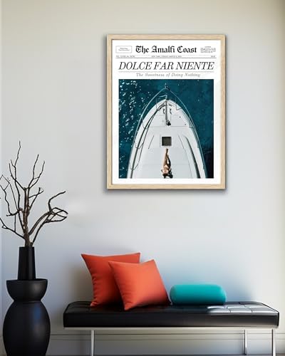 EcoHest 16x20 in Dolce Far Niente Newspaper Framed Wall Art