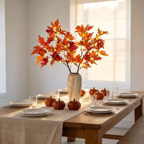 HipTree 2Pack Lighted Fall Maple Branches 32IN 32LED White Lights