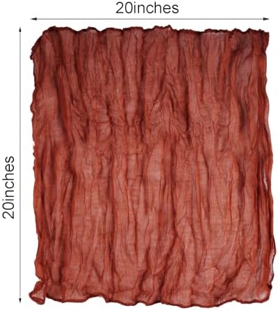 Nydotd 6pcs Cheesecloth Napkins 20 x 20 Inch Boho Dinner Napkins Wrinkled Rustic Linen Table Decorative Cloth Napkins for Wedding Party Baby Shower Family Everyday Use Easter (Russet)
