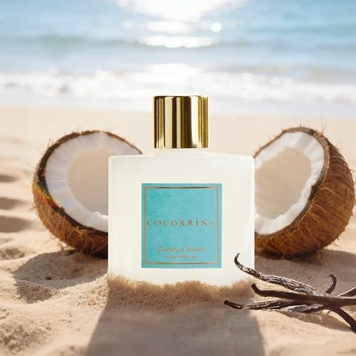 COCORRÍNA Reed Diffuser - Coconut Beach 6.7 fl oz Reed Diffuser with Sticks, Home Bedrrom Bathroom Shelf Decor
