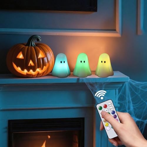 Halloween Ghost Flameless Candles Color Changing with Remote Timer