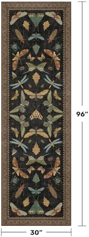 Black Insect 2'6"x8' Washable Non Slip Runner Rugs for Hallways, Non Skid Stain Resistant Rug Runners for Kitchen