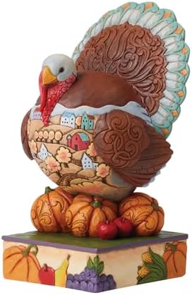 Enesco Jim Shore Heartwood Creek Turkey with Scene Figurine, 8.5 Inch, Multicolor