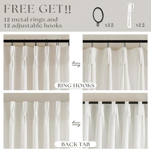 TWODRAPES 102 Inch Long Linen Curtains Extra Wide 70 Inch Width Natural