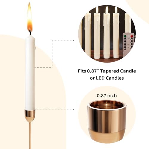 ChefBee 3PCS Gold Tall Taper & Pillar Candle Candlestick Holder