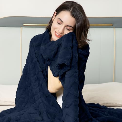 Aganear Fleece Throw Blanket for Couch Sofa 60"x80" Navy
