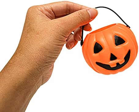 4E's Novelty 24 Pack Mini Pumpkin Trick or Treat Buckets Bulk Halloween Candy Holders Container for Kids, Halloween Goodie Bags Fillers Party Favor Toys