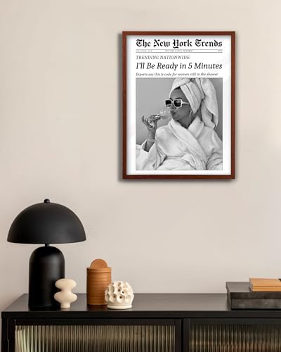 EcoHest 12x16 in I'll Be Ready in 5 Minutes Newspaper Framed Wall Art