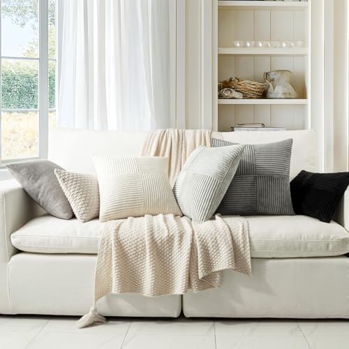 MIULEE Black Decorative Lumbar Throw Pillow Covers 14x24 Inch 2 Pack