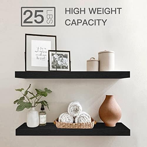 QEEIG Bathroom Long Floating Shelves for Wall (Black, Set of 2, 23.6")