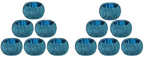 Teal Napkin Ring, Napkin Rings Set of 12, Beaded Napkin Holders, Fall Napkin Rings Bulk for Christmas Party Decoration, Dinning Table, Everyday, Family Gatherings - Set Your Table with Style - Teal